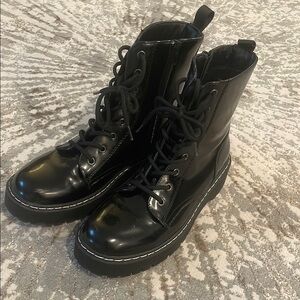 Black Lace-Up Combat Boots